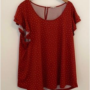 Perch by Blu Pepper retro flutter sleeve polka dot blouse 2x